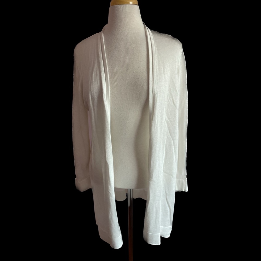 Vince Camuto Open-Front White Cardigan